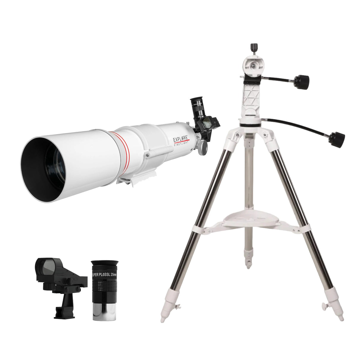 FirstLight 80mm f/8 Refractor and Sidara Nano Alt-Az Mount with tripod, eyepiece and red dot finder