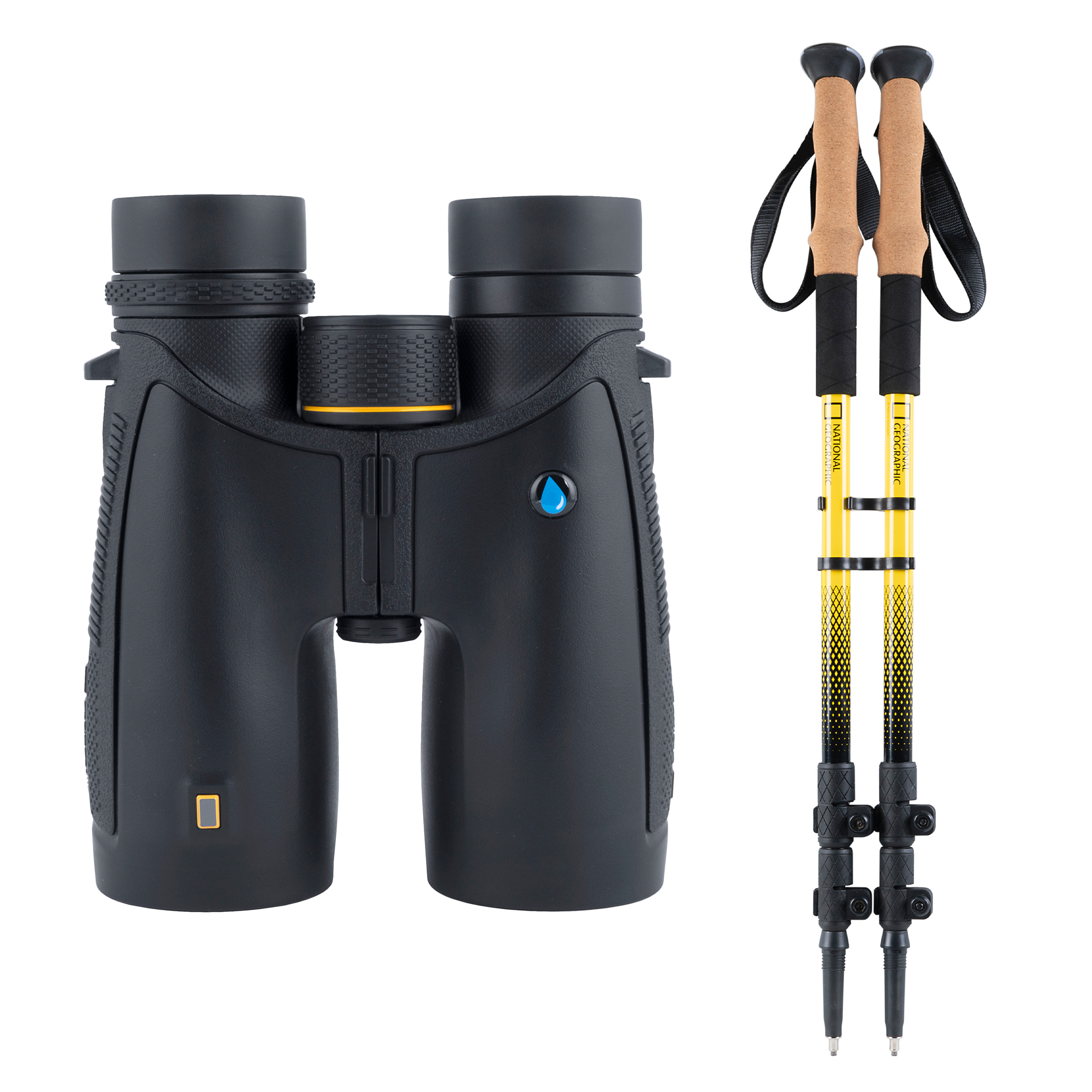 10x42 Waterproof Performance Roof Binoculars and Harness + Carbon Trekking Poles Set (Bundle)