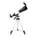 Explore One Starlight 350 telescope mounted on the tripod's lowest setting