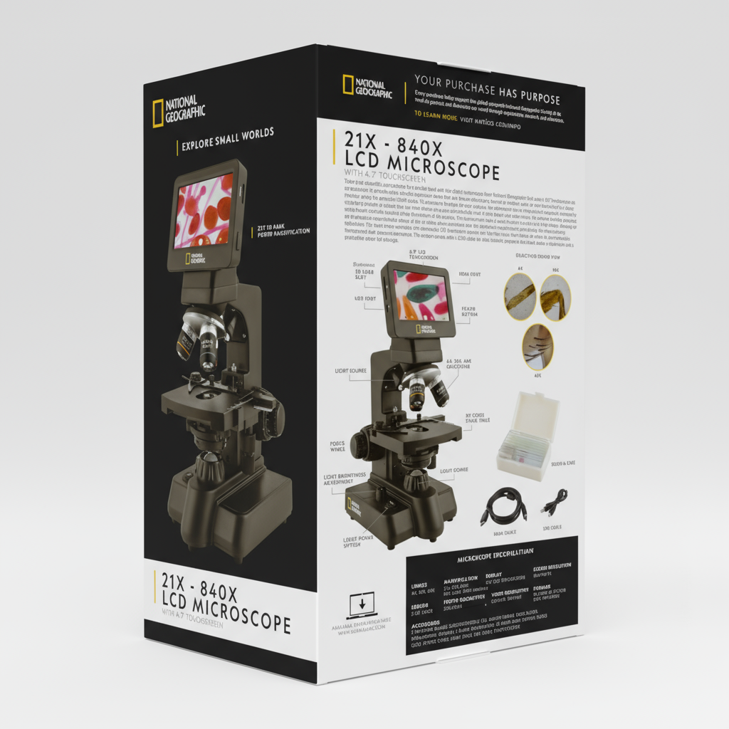 21x-840x Digital Microscope with 4.3-inch LCD Touchscreen and Integrated Camera