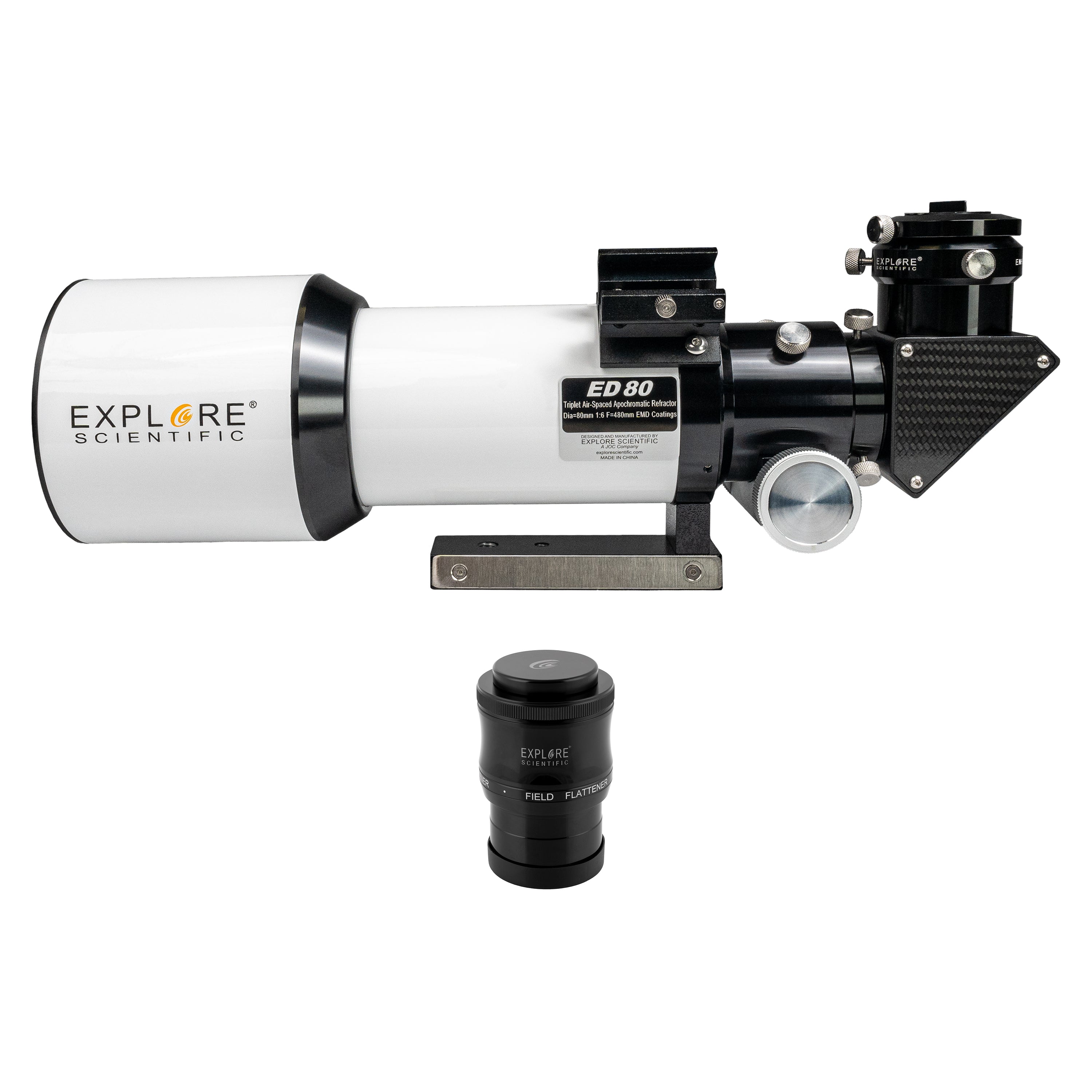 ED80 Essential Series Air-Spaced Triplet Refractor Telescope + Field Flattener f/5 to f/7 (Bundle)