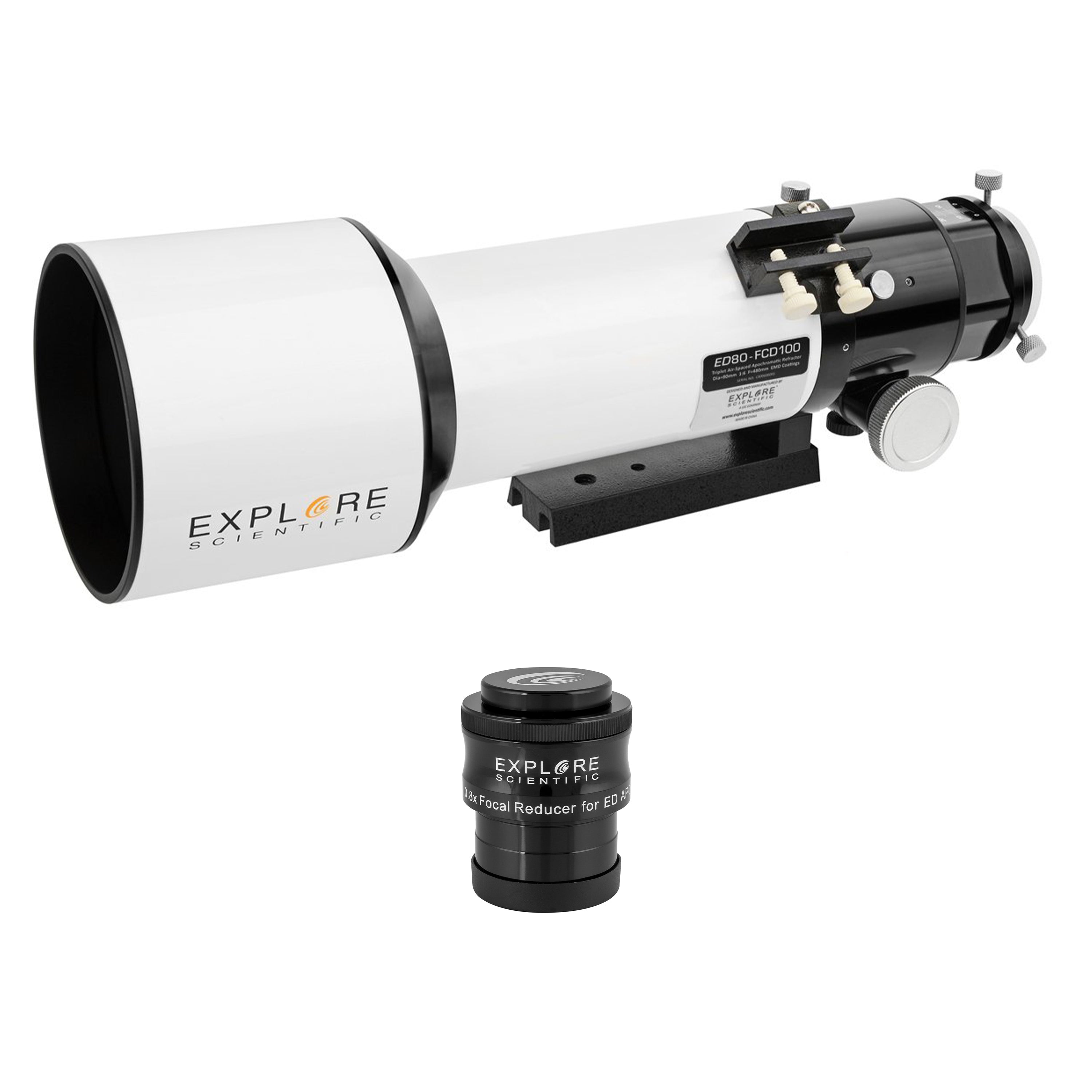 ED80-FCD100 Series Air-Spaced Triplet Refractor Telescope + 0.8x Focal Reducer (Bundle)