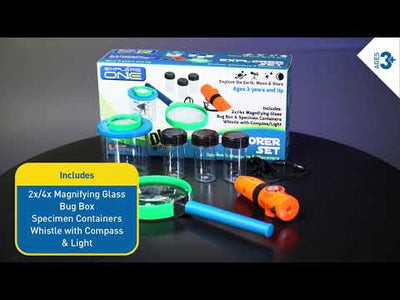 a magnifying glass and a box