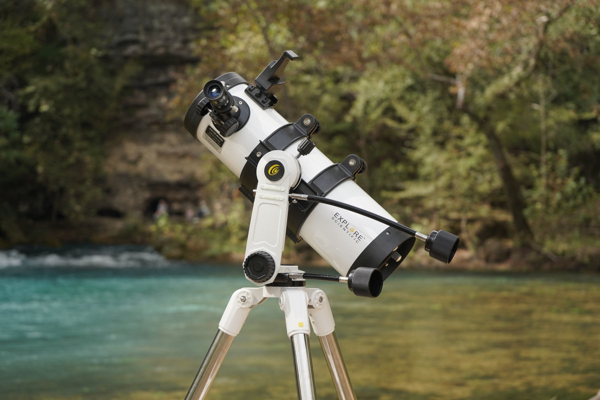 Sidara Nano 114 reflector telescope by a river